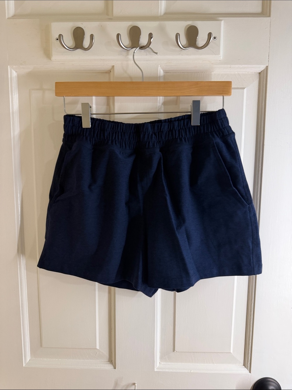 Beyond Yoga Navy High-Waist Elastic Waist Shorts with Pockets